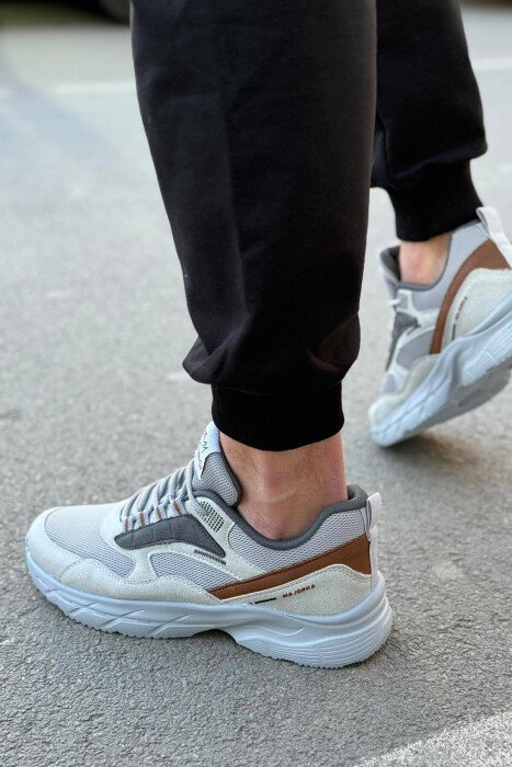 LACING LINES DIFFERENT COLORS MEN SNEAKERS GREY/GRI - KLAUDIO FASHION