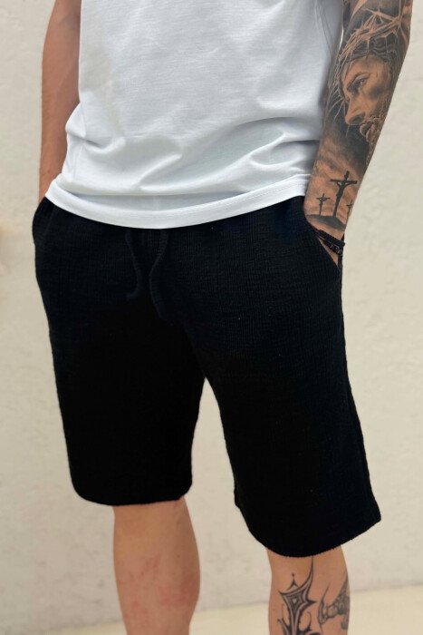 LACING ONE COLOR SHORT MEN PANTS BLACK/ E ZEZE - 2