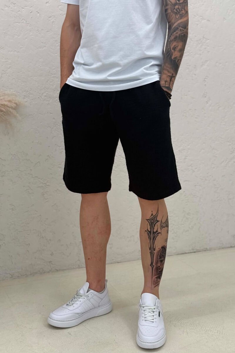 LACING ONE COLOR SHORT MEN PANTS BLACK/ E ZEZE - 4