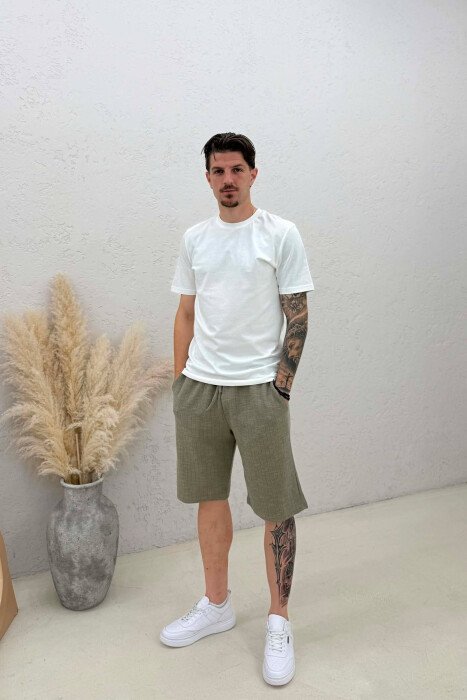 LACING ONE COLOR SHORT MEN PANTS GREEN/JESHILE - KLAUDIO FASHION