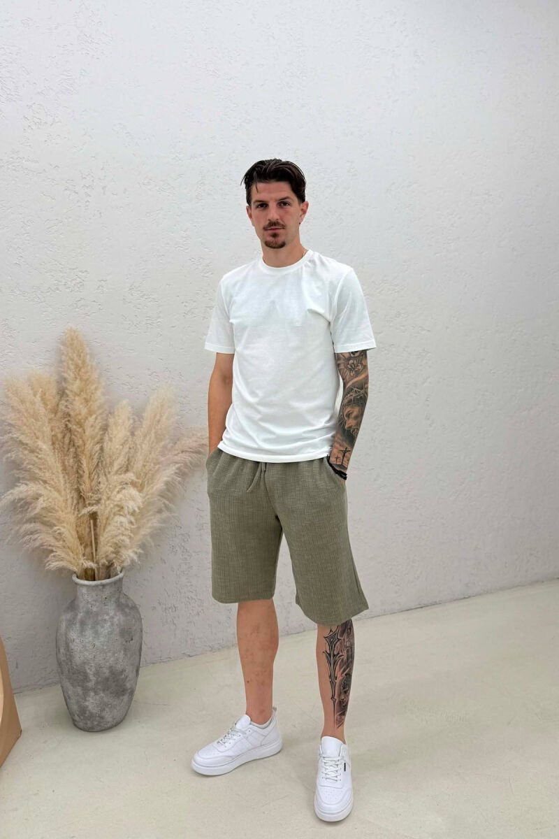 LACING ONE COLOR SHORT MEN PANTS GREEN/JESHILE - 1