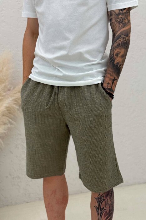 LACING ONE COLOR SHORT MEN PANTS GREEN/JESHILE - 2