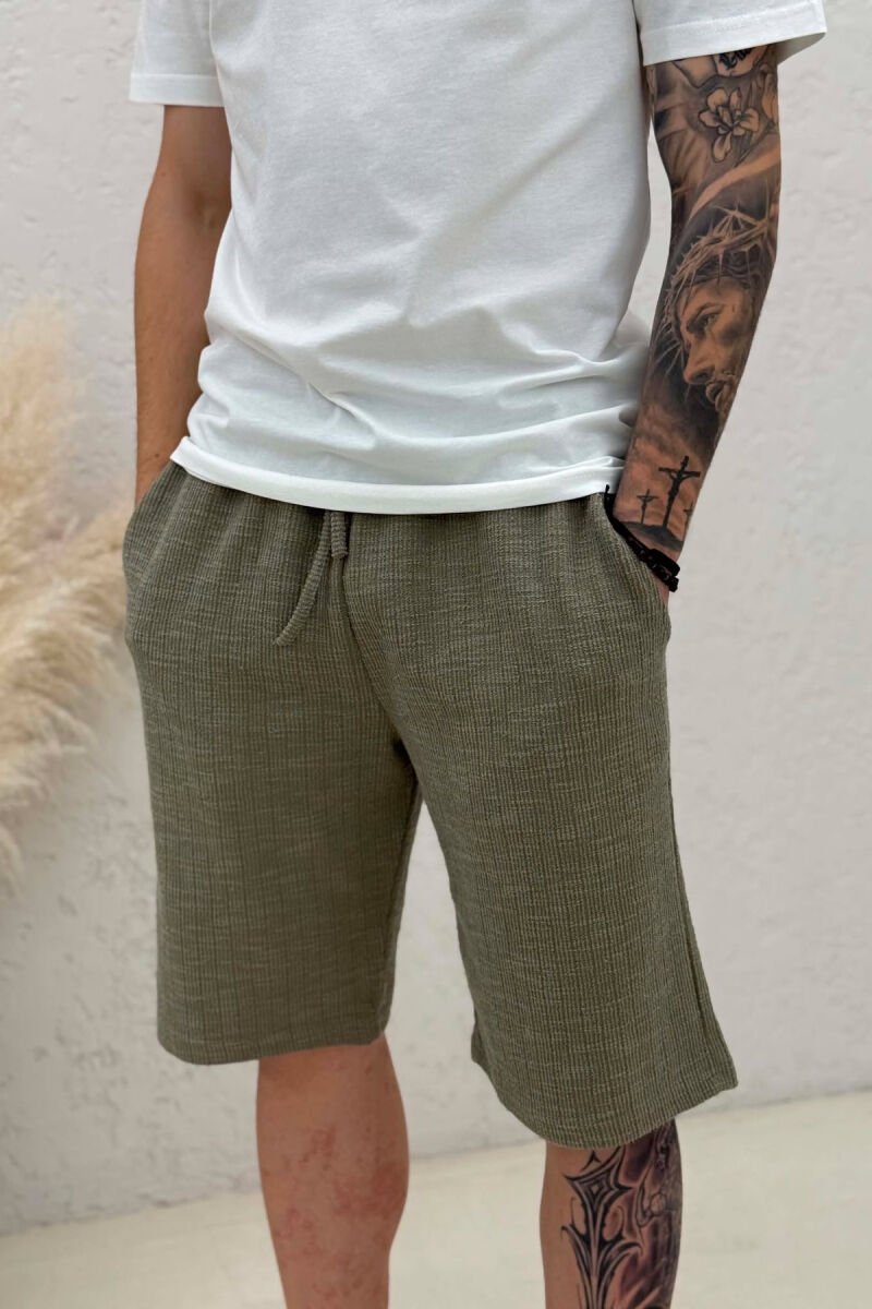 LACING ONE COLOR SHORT MEN PANTS GREEN/JESHILE - 2