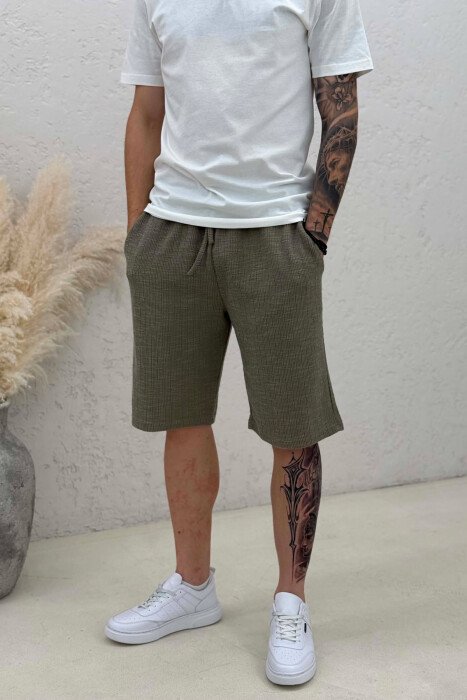 LACING ONE COLOR SHORT MEN PANTS GREEN/JESHILE - 4