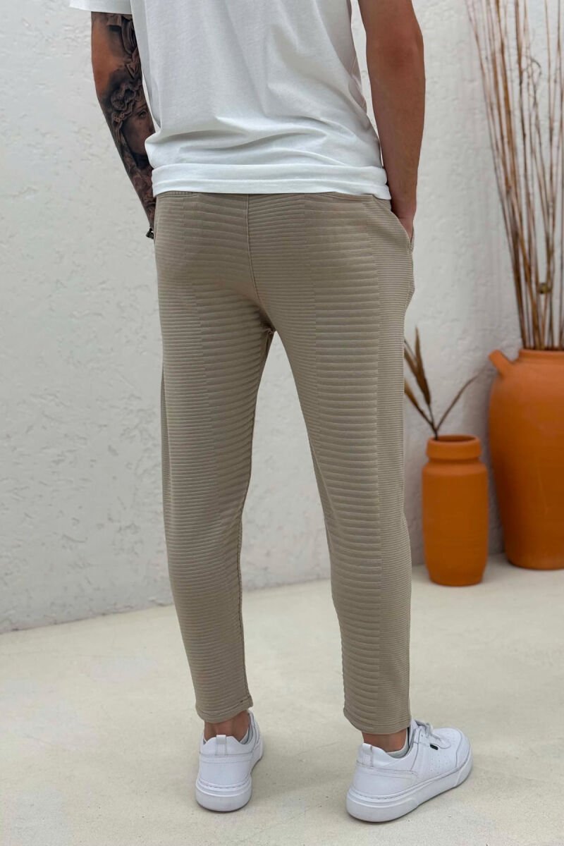 LACING ONE COLOR SIMPLE MEN SWEATPANTS BEIGE/BEZHE - 4