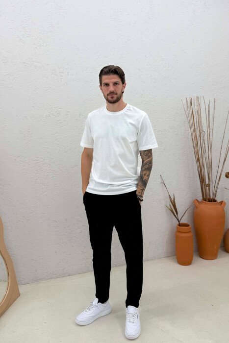 LACING ONE COLOR SIMPLE MEN SWEATPANTS BLACK/ E ZEZE - 1