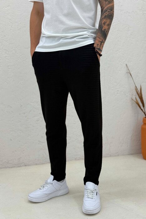 LACING ONE COLOR SIMPLE MEN SWEATPANTS BLACK/ E ZEZE - 4