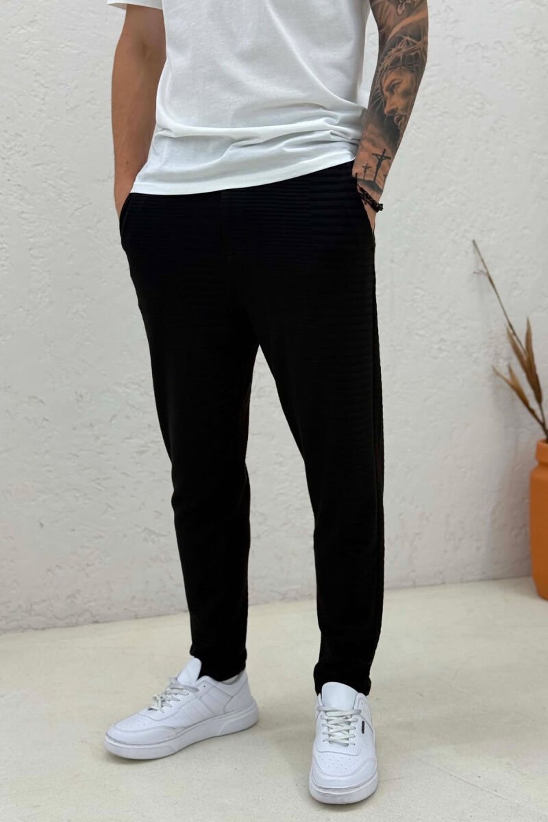 LACING ONE COLOR SIMPLE MEN SWEATPANTS BLACK/ E ZEZE - 4