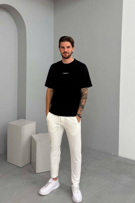 LACING ONE COLOR SIMPLE MEN SWEATPANTS WHITE-E BARDHE - KLAUDIO FASHION