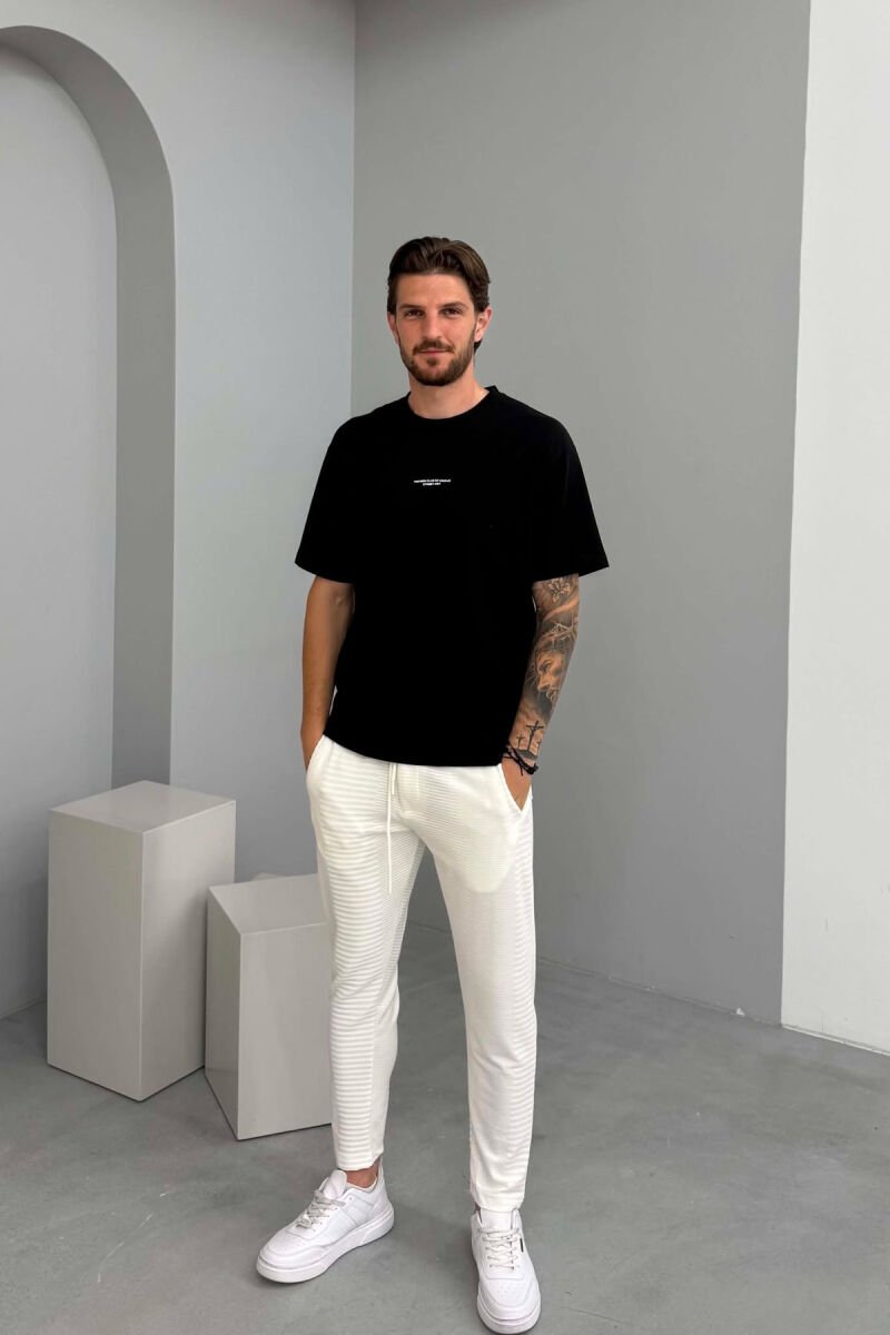 LACING ONE COLOR SIMPLE MEN SWEATPANTS WHITE-E BARDHE - 1