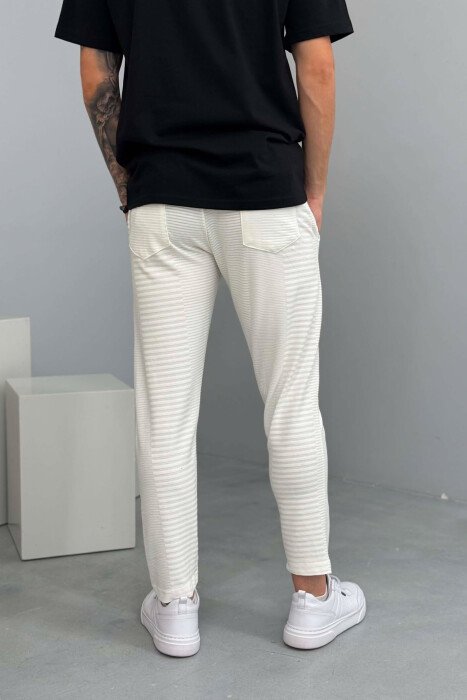 LACING ONE COLOR SIMPLE MEN SWEATPANTS WHITE-E BARDHE - 3
