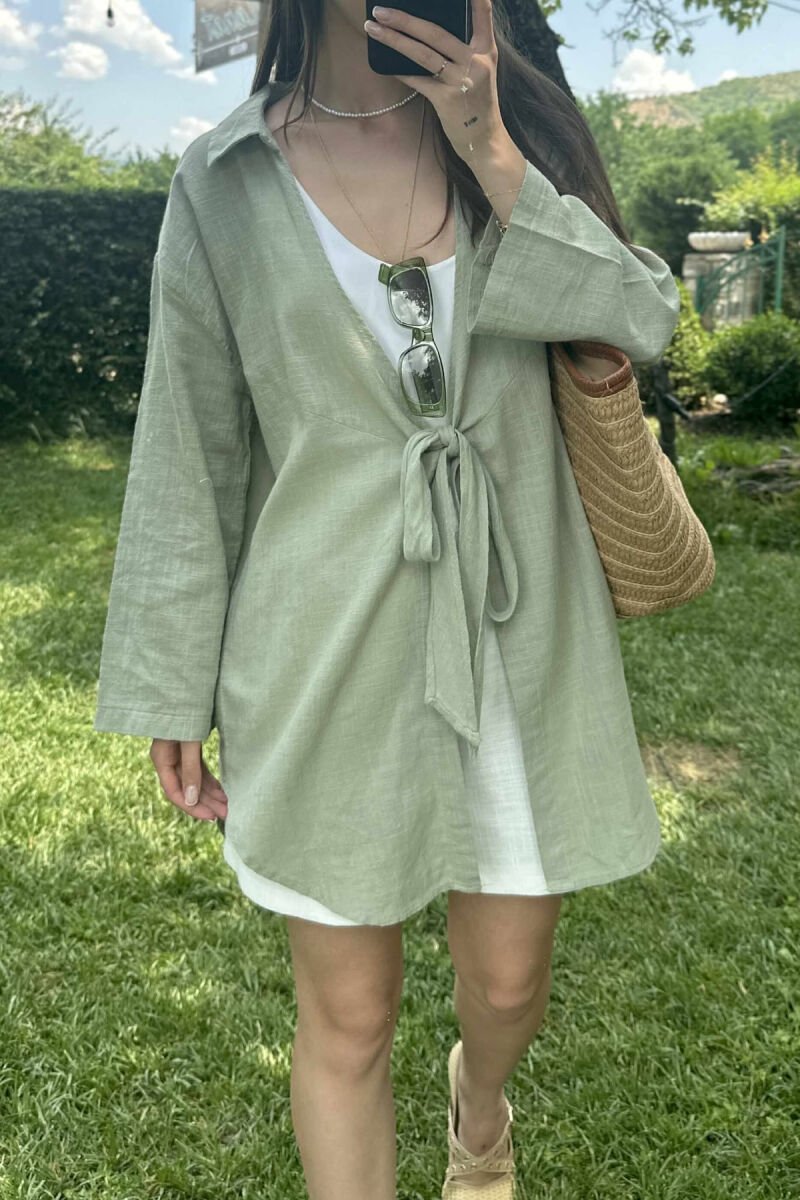 LACING ONE COLOR SIMPLE WOMEN SHIRT MINT/MENTE - 3
