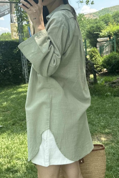 LACING ONE COLOR SIMPLE WOMEN SHIRT MINT/MENTE - 4
