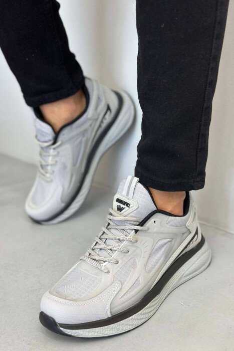 LACING ONE COLOR MEN SNEAKERS LIGHT GREY/GZ - 1
