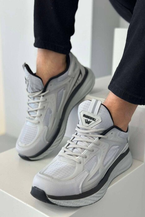 LACING ONE COLOR MEN SNEAKERS LIGHT GREY/GZ - 4