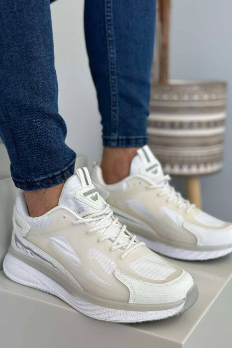 LACING ONE COLOR MEN SNEAKERS WHITE-E BARDHE 