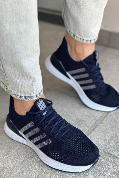 LACING PLATFORM LINES WOMAN SNEAKERS BLUE-WHITE/BLBA 