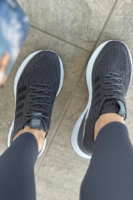 LACING PLATFORM LINES WOMAN SNEAKERS DARK GREY/GEE - 2