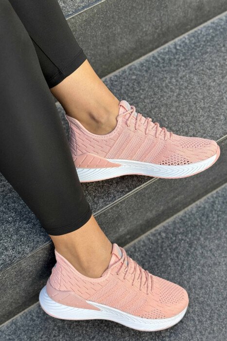 LACING PLATFORM LINES WOMAN SNEAKERS POWDER/PUDER - 1