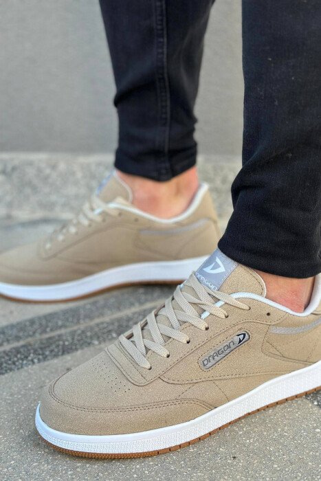 LACING PLATFORM MEN SNEAKERS BEIGE/BEZHE - KLAUDIO FASHION