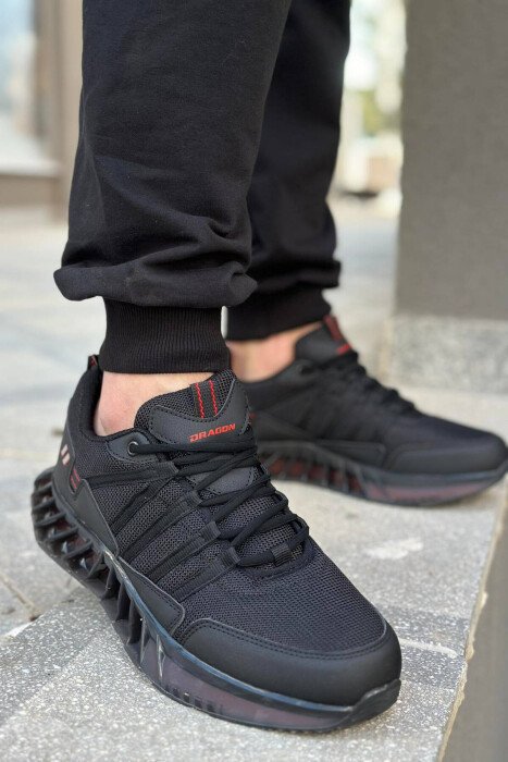 LACING PLATFORM MEN SNEAKERS BLACK-RED/ZEKU - KLAUDIO FASHION