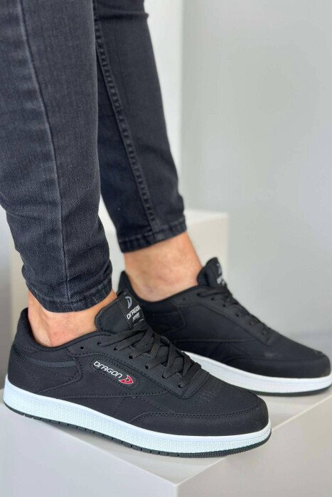 LACING PLATFORM MEN SNEAKERS BLACK-WHITE/ZB - KLAUDIO FASHION