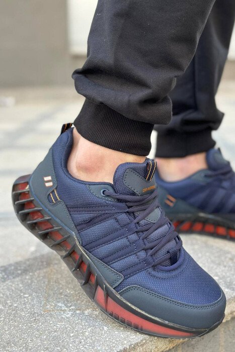 LACING PLATFORM MEN SNEAKERS DARK BLUE/BEE - 4