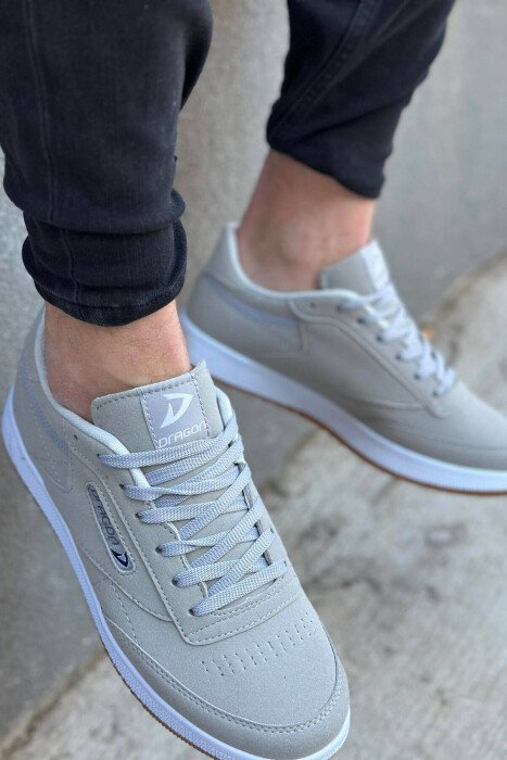 LACING PLATFORM MEN SNEAKERS GREY/GRI - KLAUDIO FASHION