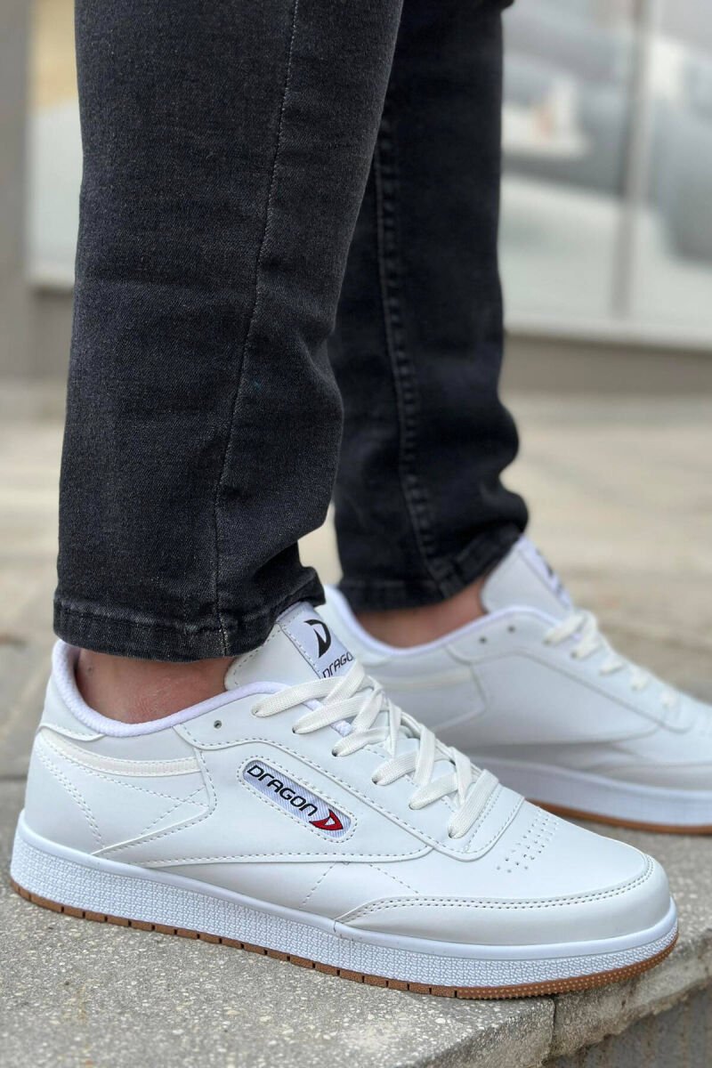 LACING PLATFORM MEN SNEAKERS WHITE-BROWN/BAKA - 1
