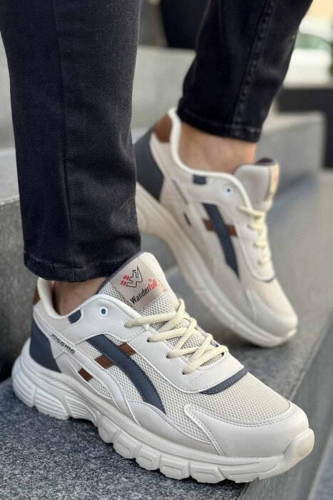 LACING PLATFORM MEN SNEAKERS BEIGE+BROWN/BEZHE+KAFE 