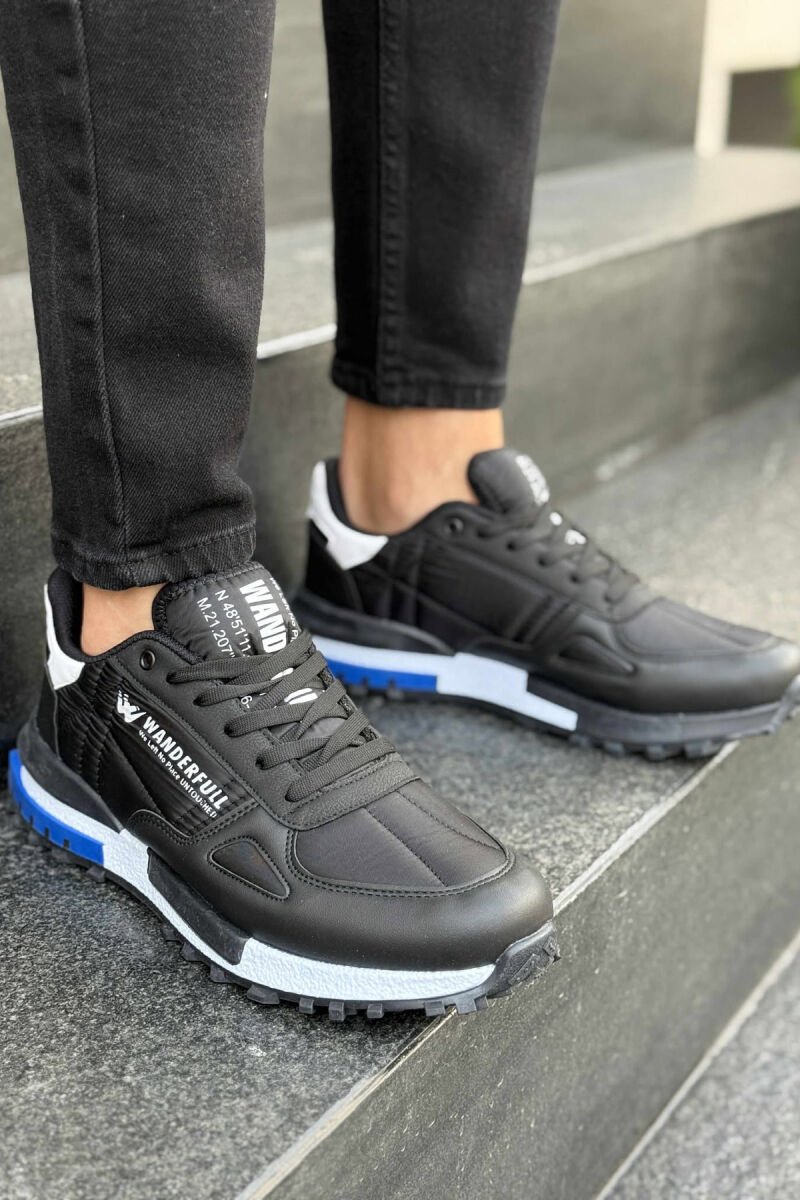 LACING PLATFORM MEN SNEAKERS BLACK-BLUE/ZEBL - 1