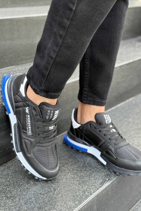LACING PLATFORM MEN SNEAKERS BLACK-BLUE/ZEBL - 4