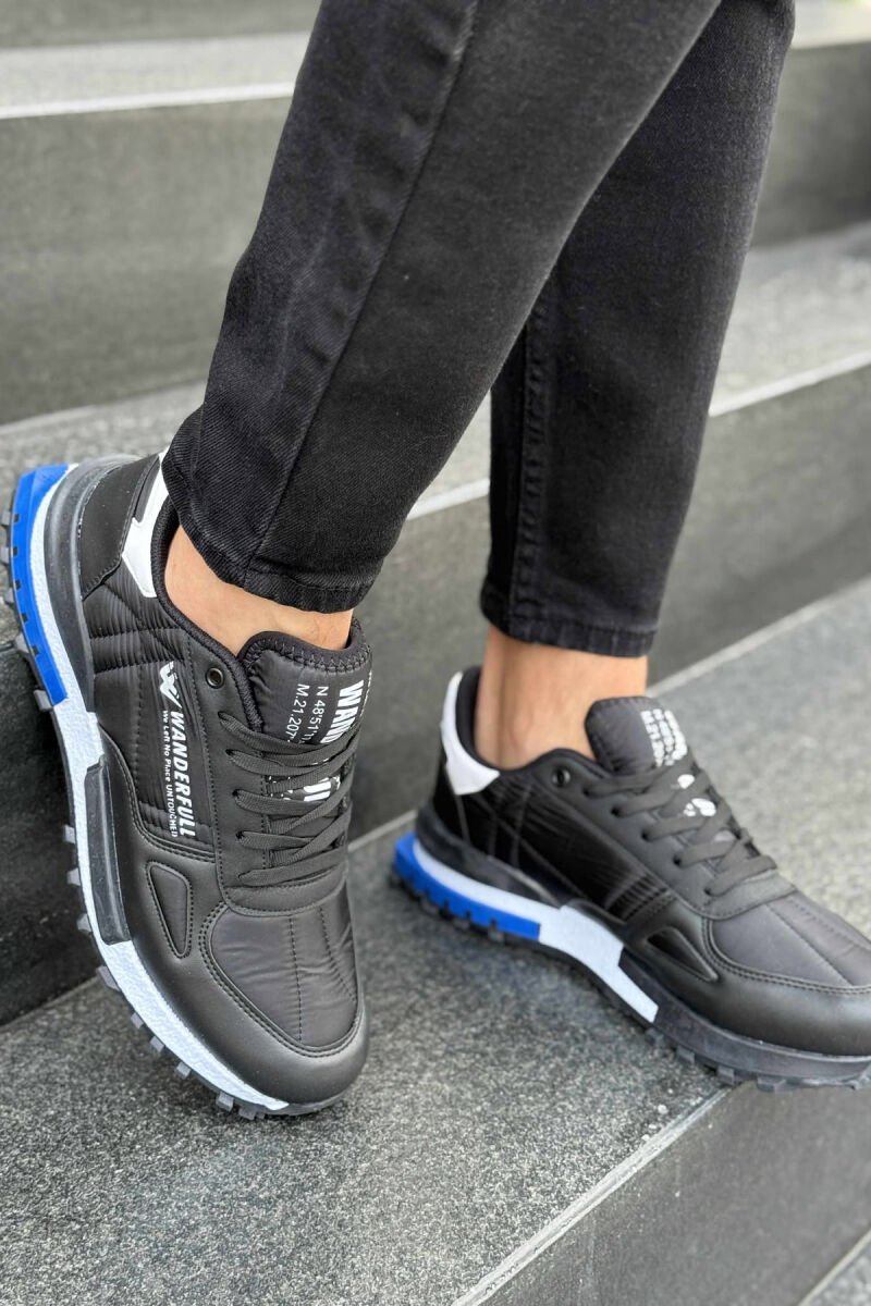 LACING PLATFORM MEN SNEAKERS BLACK-BLUE/ZEBL - 4