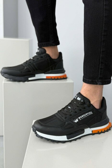 LACING PLATFORM MEN SNEAKERS BLACK-ORANGE/ZE-PO - 2
