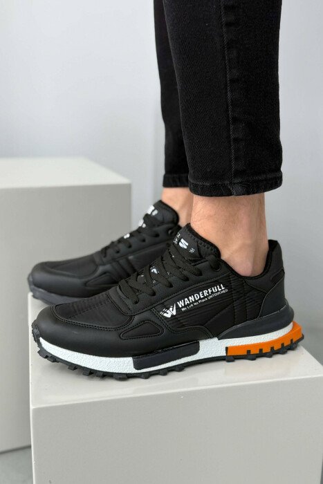 LACING PLATFORM MEN SNEAKERS BLACK-ORANGE/ZE-PO - 5