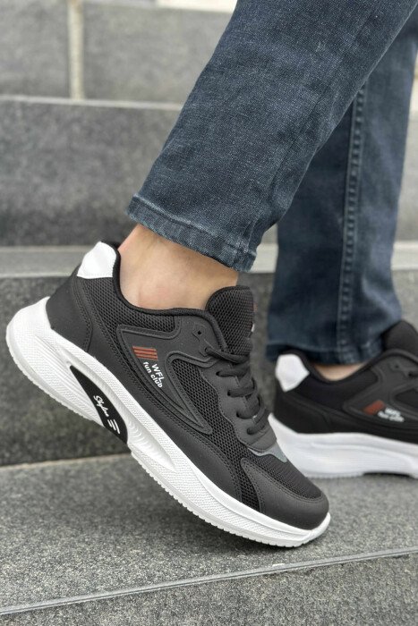 LACING PLATFORM MEN SNEAKERS BLACK-WHITE/ZB - 4