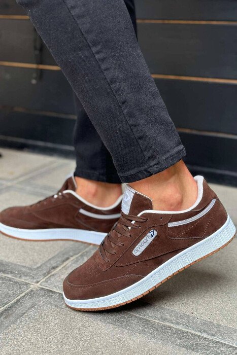 LACING PLATFORM MEN SNEAKERS BROWN/KAFE - KLAUDIO FASHION