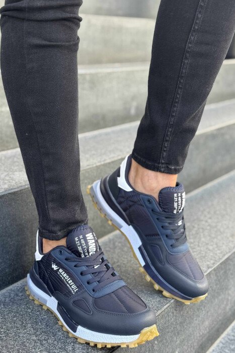 LACING PLATFORM MEN SNEAKERS DARK BLUE/BEE - 1