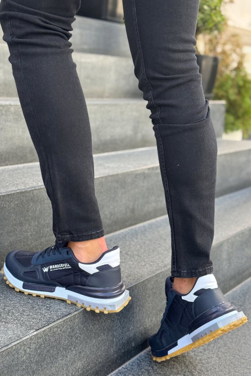 LACING PLATFORM MEN SNEAKERS DARK BLUE/BEE - 2