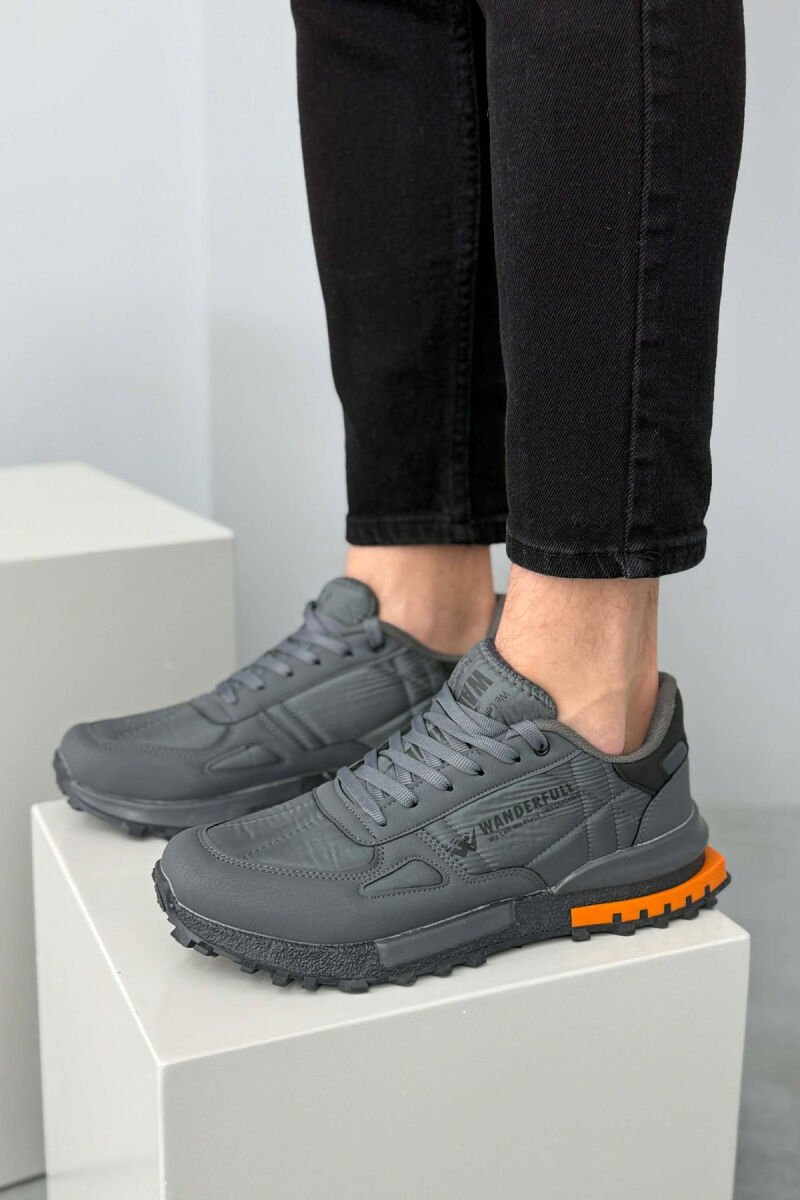 LACING PLATFORM MEN SNEAKERS DARK GREY+ORANGE/GEEPO - 1