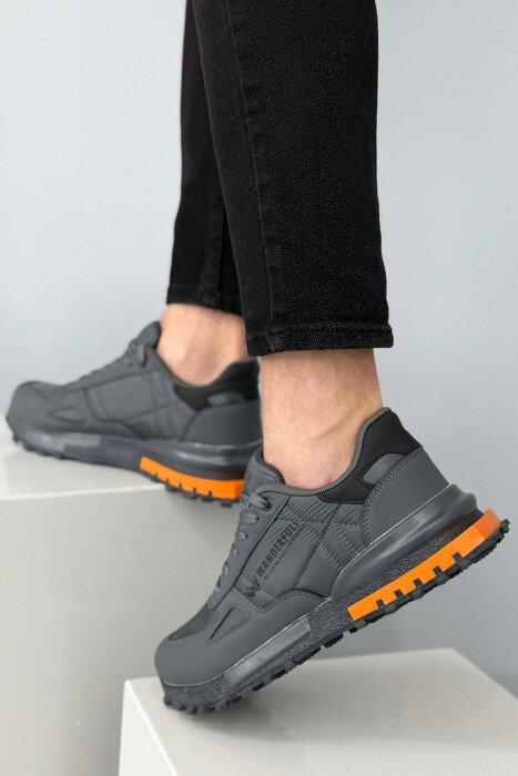 LACING PLATFORM MEN SNEAKERS DARK GREY+ORANGE/GEEPO - 3
