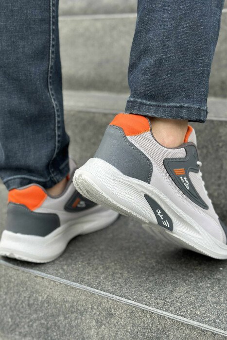 LACING PLATFORM MEN SNEAKERS LIGHT GREY-ORANGE/GZPO - 5