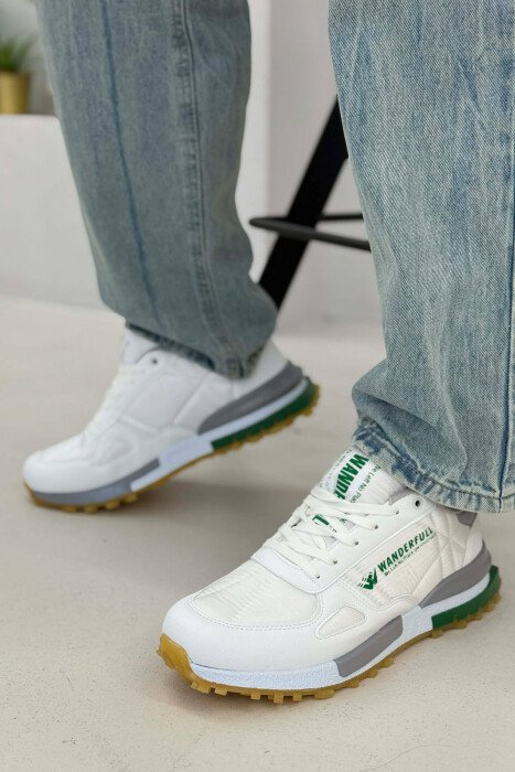 LACING PLATFORM MEN SNEAKERS WHITE/GREEN-BAJE - 1