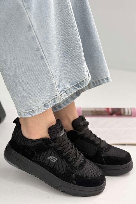 LACING PLATFORM ONE COLOR WOMEN SNEAKERS BLACK/ E ZEZE 