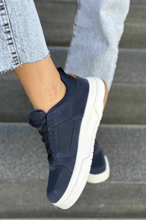LACING PLATFORM ONE COLOR WOMEN SNEAKERS BLUE/BLU - 5