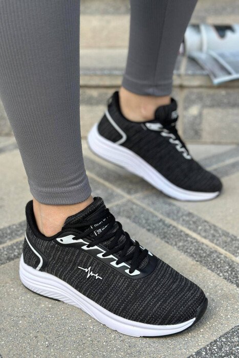 LACING PLATFORM WOMAN SNEAKERS BLACK-WHITE/ZB - KLAUDIO FASHION