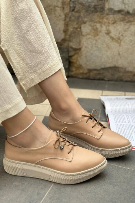 LACING PLATFORM WOMEN SHOES BEIGE/BEZHE - 4