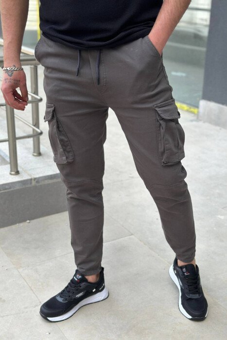LACING POCKET ONE COLOR CARGO PANTS DARK GREEN/JEE - KLAUDIO FASHION
