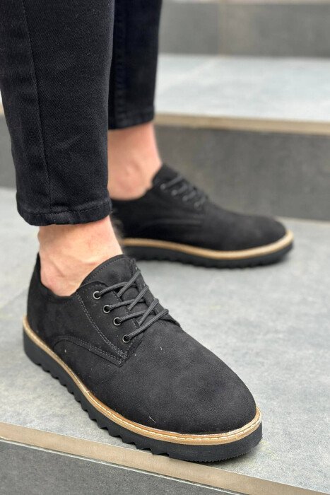 LACING SIMPLE MAN SHOES BALCK+BEIGE ZEBZH - KLAUDIO FASHION