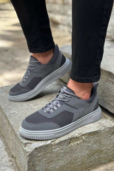 LACING SIMPLE MAN SHOES GREY/GRI - KLAUDIO FASHION